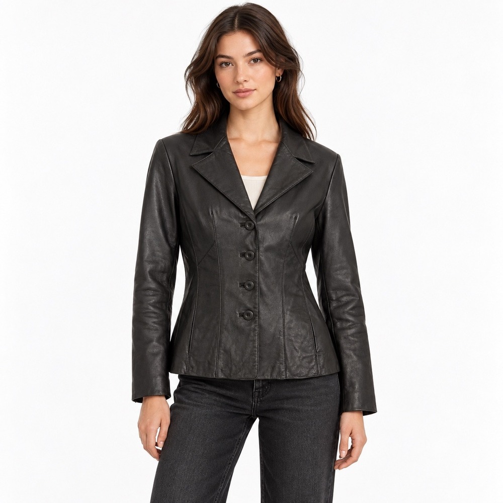 Vintage Y2K Pelle Studio Wilsons Black Leather Blazer S Minimalist